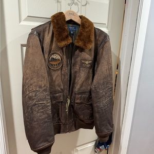 Polo leather bomber jacket